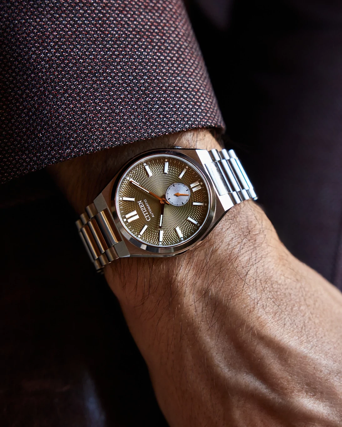 TSUYOSA Small Second Green Dial Stainless Steel Bracelet NK5010